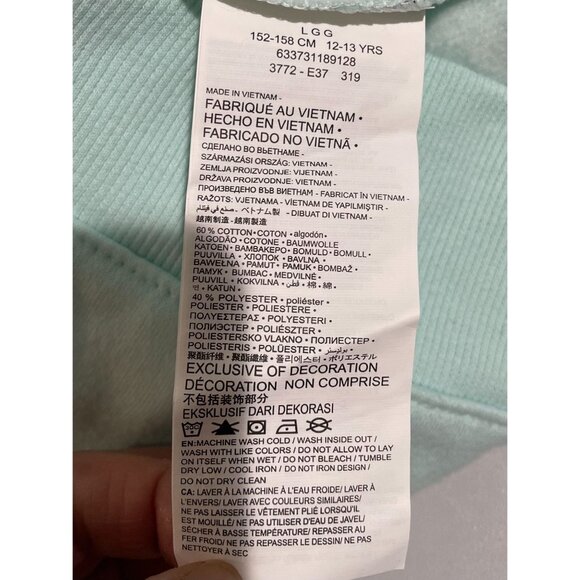 Hurley Youth Large Mint Green Hoodie Sweatshirt With Front Pocket & Logo Design - Picture 9 of 13